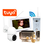 Беспроводной комплект домофона SkyNet 700-Tuya (1+1+AX042) + уличная IP камера и замок AX042